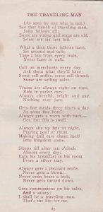 Jingles booklet, written by Arthur Rodman in 1916, page 23, The Traveling Man