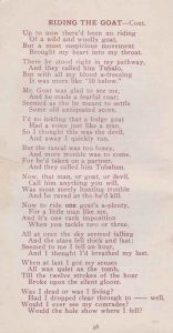 Jingles booklet, written by Arthur Rodman in 1916, page 38, Riding The Goat-Cont.